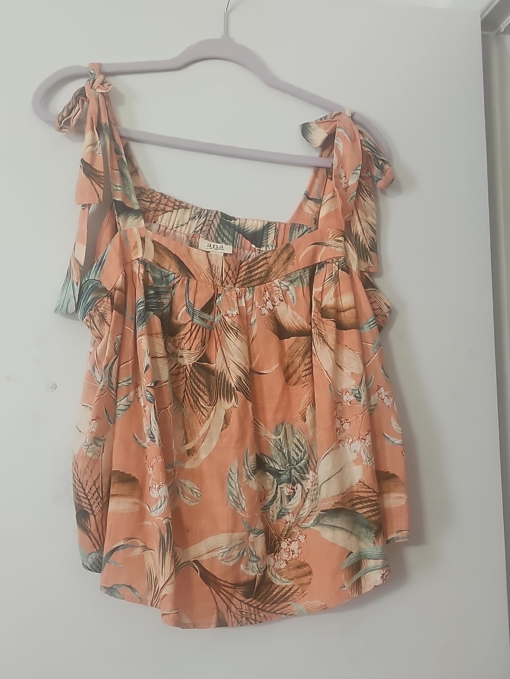 a.n.a Peach Tropical Floral Tie-Shoulder Camisole